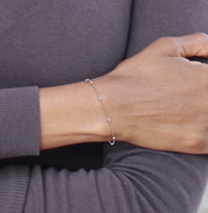 14kt White Gold Diamond Bracelet- 7 Inches