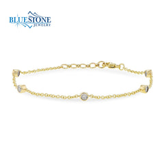 14kt Yellow Gold Bracelet with Diamonds- 7.25"