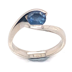 14K White Gold Ring w/ a 1.07 Carat Round Ceylon Blue Sapphire