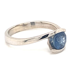 14K White Gold Ring w/ a 1.07 Carat Round Ceylon Blue Sapphire
