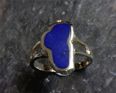 Medium 14KYG Lapis Lake Tahoe Ring - Size 6.75