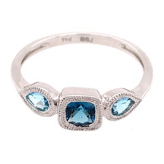 14KWG Ring w/ Swiss & London Blue Topaz - size 6