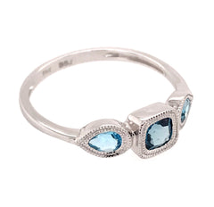 14KWG Ring w/ Swiss & London Blue Topaz - size 6