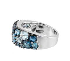 14K White Gold Ring w/ Topaz & Diamonds- Size 7.25