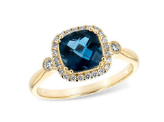 14K White Gold Ring with a 1.62 Carat London Blue Topaz & Diamonds