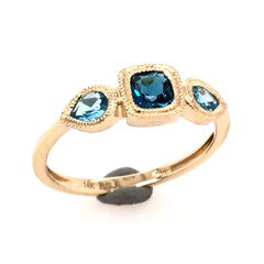 14 Karat Yellow Gold London Blue & Swiss Topaz Ring - Sz 6