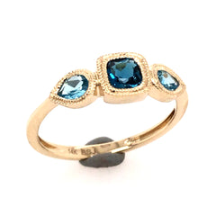 14KYG Ring w/ Swiss & London Blue Topaz -Sz 7.5