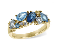 14kt Yellow Gold Topaz & Diamond Ring- Size 7