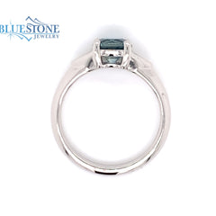 Custom 14 Karat White Gold Ring with a 1.20 Carat Blue Teal Montana Sa