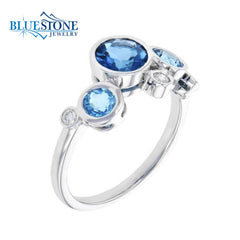 14k White Gold Topaz and Diamond Ring- Size 8