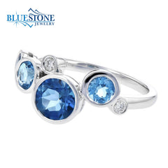 14k White Gold Topaz and Diamond Ring- Size 8