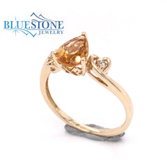 14K Yellow Gold Citrine Ring w/ Diamonds(Size 7)