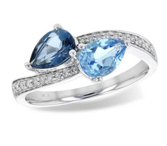 14KWG Ring with Topaz and Diamonds