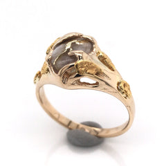 14kt Yellow Gold Ladies Ring w/ Gold Quartz & Gold Nuggets