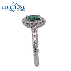 18K White Gold Ring w/ a 0.65ct Emerald & 0.64cttw of Diamonds(size 6.5)