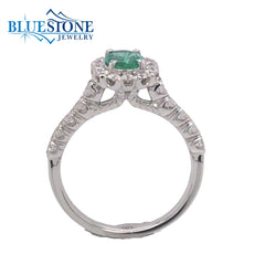 18K White Gold Ring w/ a 0.65ct Emerald & 0.64cttw of Diamonds(size 6.5)