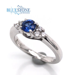 14 Karat White Gold Sapphire and Diamond Ring