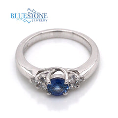 14 Karat White Gold Sapphire and Diamond Ring