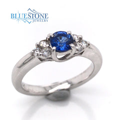14 Karat White Gold Sapphire and Diamond Ring