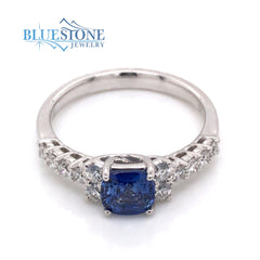 14 Karat White Gold Sapphire and Diamond Ring