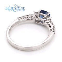 14 Karat White Gold Sapphire and Diamond Ring