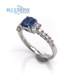 14 Karat White Gold Sapphire and Diamond Ring