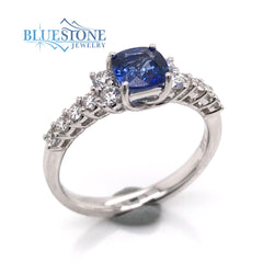 14 Karat White Gold Sapphire and Diamond Ring
