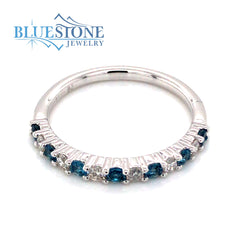 14K White Gold London Blue Topaz and Diamond Ring