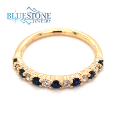 14K Yellow Gold Sapphire and Diamond Ring