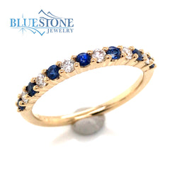 14K Yellow Gold Sapphire and Diamond Ring
