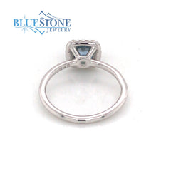 14K White Gold Ring with Blue/Green Sapphire & Diamonds*size 6*