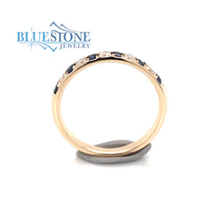 14 Karat Yellow Gold Sapphire and Diamond Ring - Sz 8.25