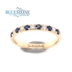 14 Karat Yellow Gold Sapphire and Diamond Ring - Sz 5