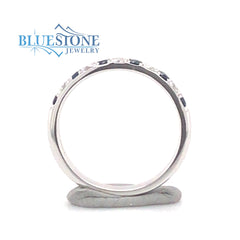 14KWG Blue Sapphire & Diamond Band- Size 6