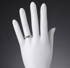 Sterling Silver Emerald and CZ Ring- size 6