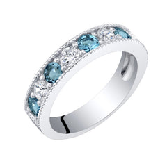 Sterling Silver Topaz and CZ Ring- size 8