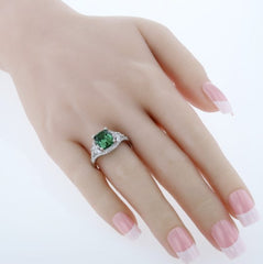 Sterling Silver Rhodium Plated Ring with One 10mm x 8mm 4.00 Carat Cus