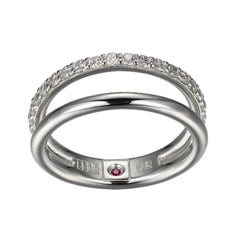 Sterling Silver Double Ring with Cubic Zirconias - Size 8