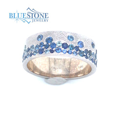 14 Karat White Gold Sapphire Ring- 6.8mm Wide