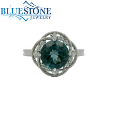 14kt White Gold London BlueTopaz & Diamond Ring