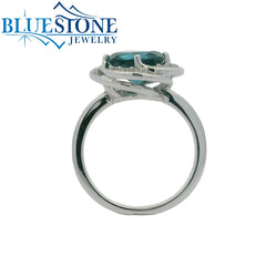 14kt White Gold London BlueTopaz & Diamond Ring