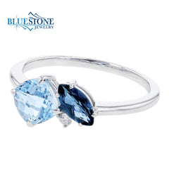 14K White Gold Topaz and Diamond Ring