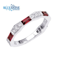14 Karat White Gold Ruby and Diamond Ring- Size 6.5