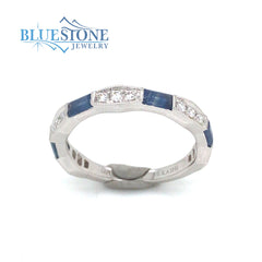 14kt White Gold Sapphire and Diamond Ring- Size 6.5