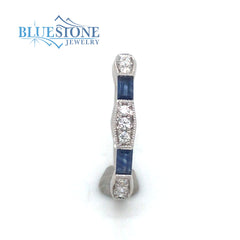 14kt White Gold Sapphire and Diamond Ring- Size 6.5