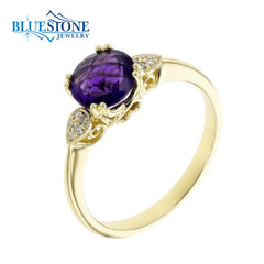14kt Yellow Gold Amethyst and Diamond Ring