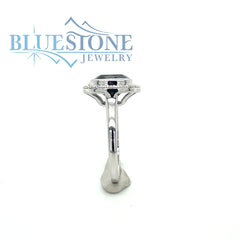 14kt White Gold Ring with London Blue Topaz and Diamonds- Size 7