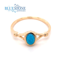 14kt Yellow Gold Turquoise Ring- Size 7.25