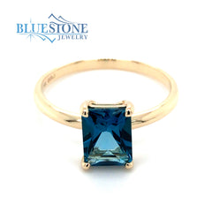 14KT Yellow Gold Ring with London Blue Topaz- Size 6.5