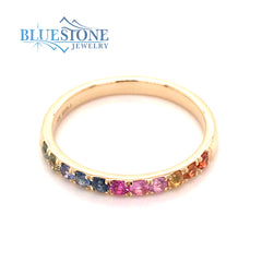 14 Karat Yellow Gold Rainbow Ring with 11 2mm 0.92 Carat Multi-colored